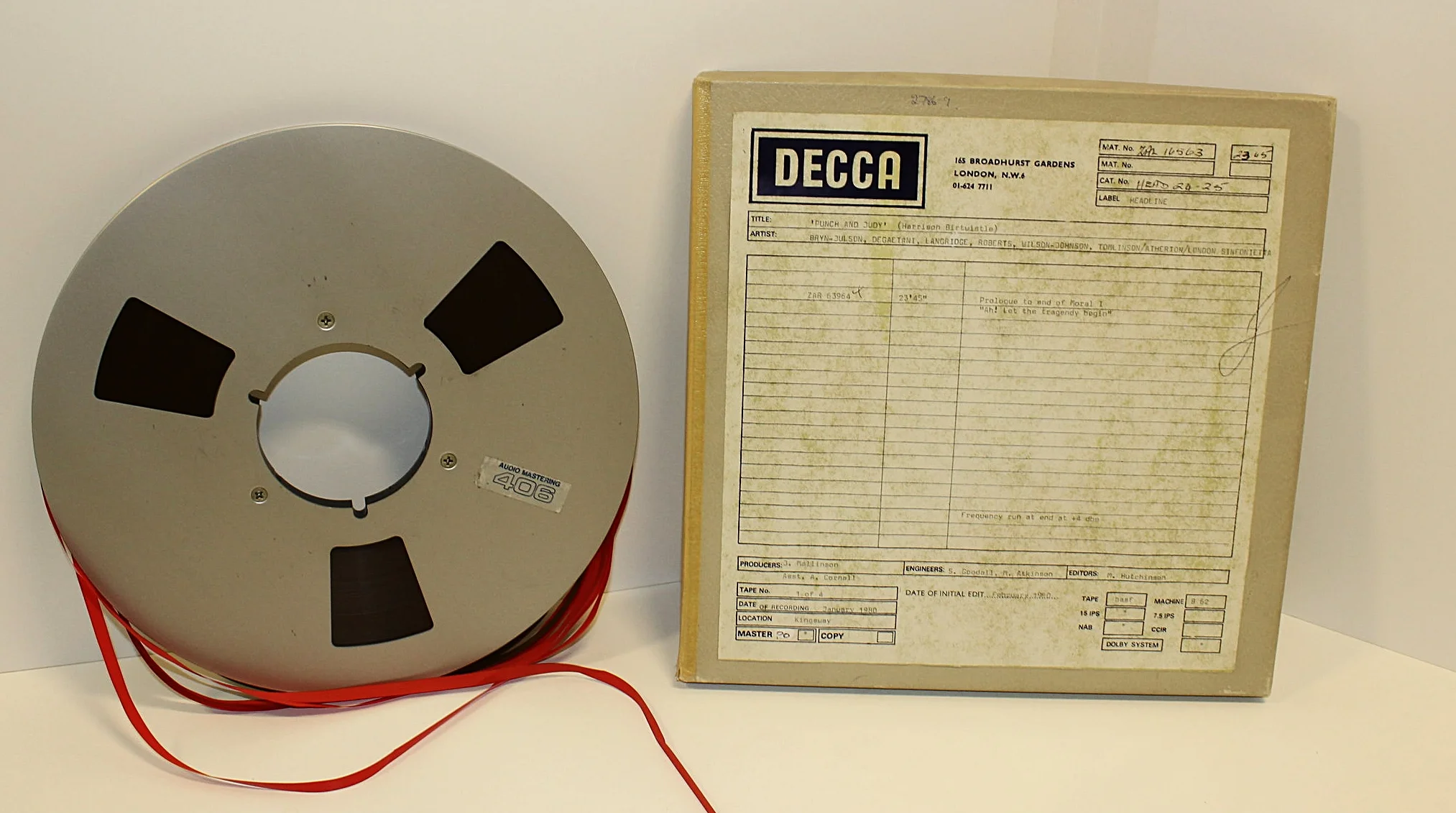 Master tapes of Harrison Birtwistle's Punch and Judy