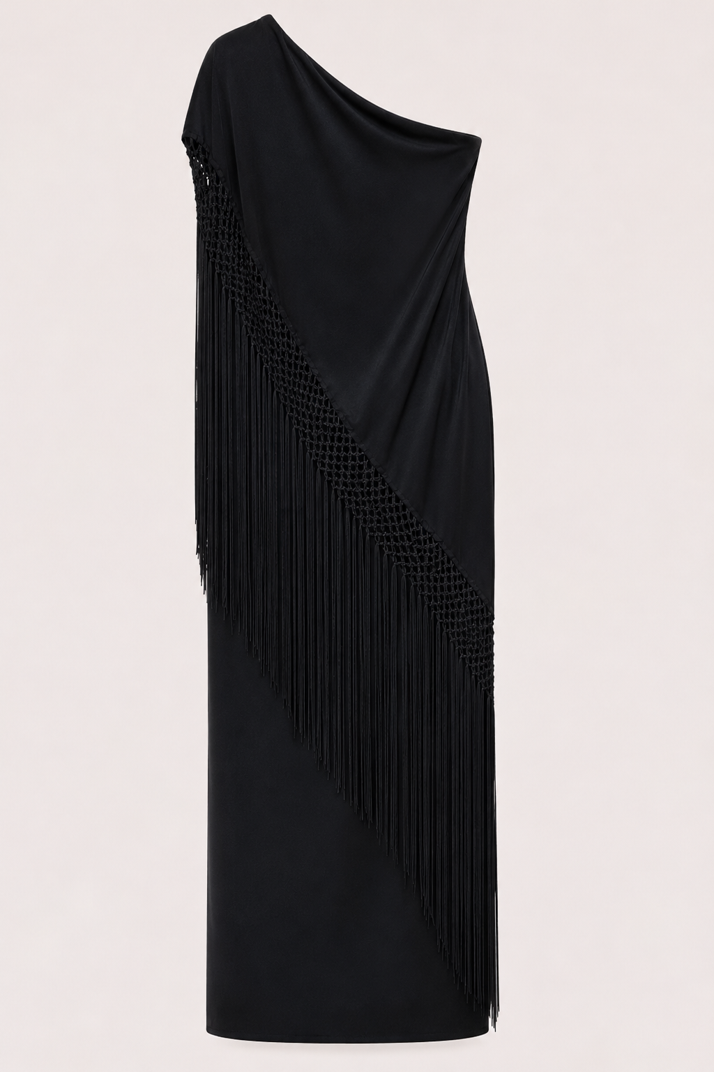Vestido negro con flecos diagonales.png