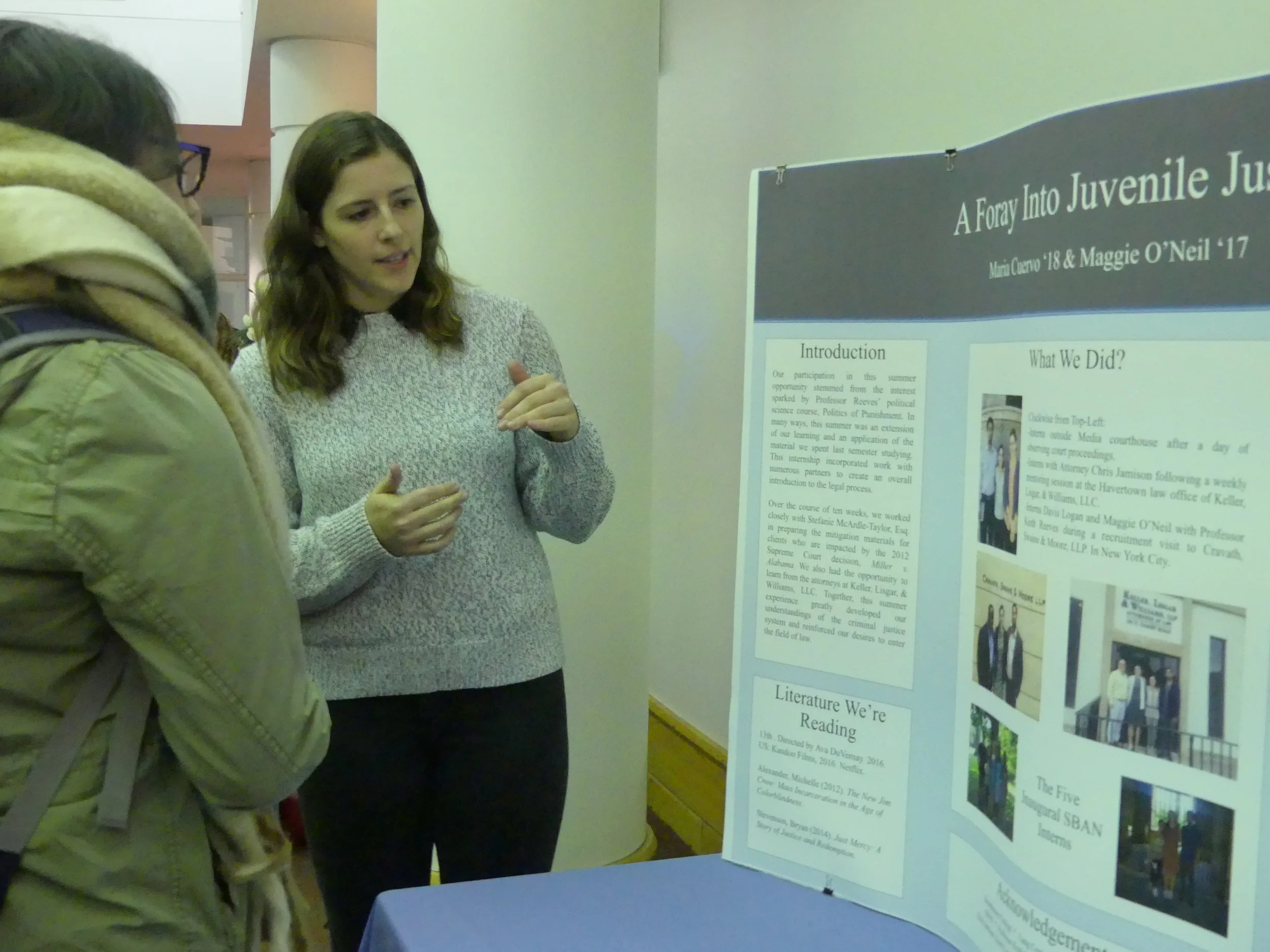  Maggie O’Neil talks about her experience as a SBAN|UII Legal Intern during the “Living the Liberal Arts” celebration in Dec. 2017 