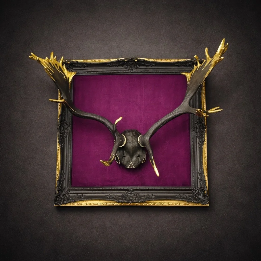 ✨ Majest&eacute; Noire 🖤

DISPO. MP si int&eacute;ress&eacute;.

Renne noir &agrave; la feuille d&rsquo;or. Pi&egrave;ce murale monumentale.

Imposant renne noir patin&eacute;, sublim&eacute; par des touches de dorure &agrave; la feuille, mont&eacut