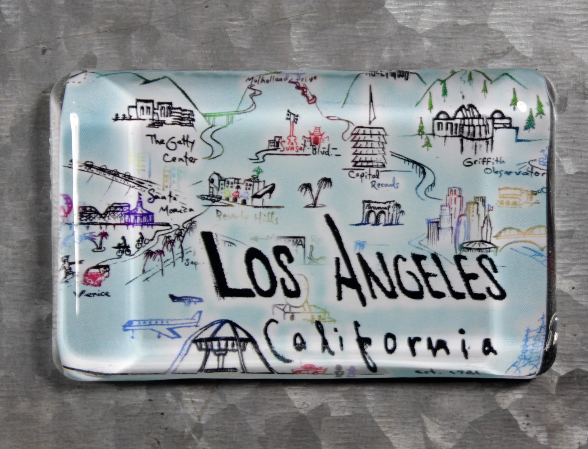 Los Angeles Glass Magnet map of Los Angeles handmade Los Angeles Art by Alden Olmsted
