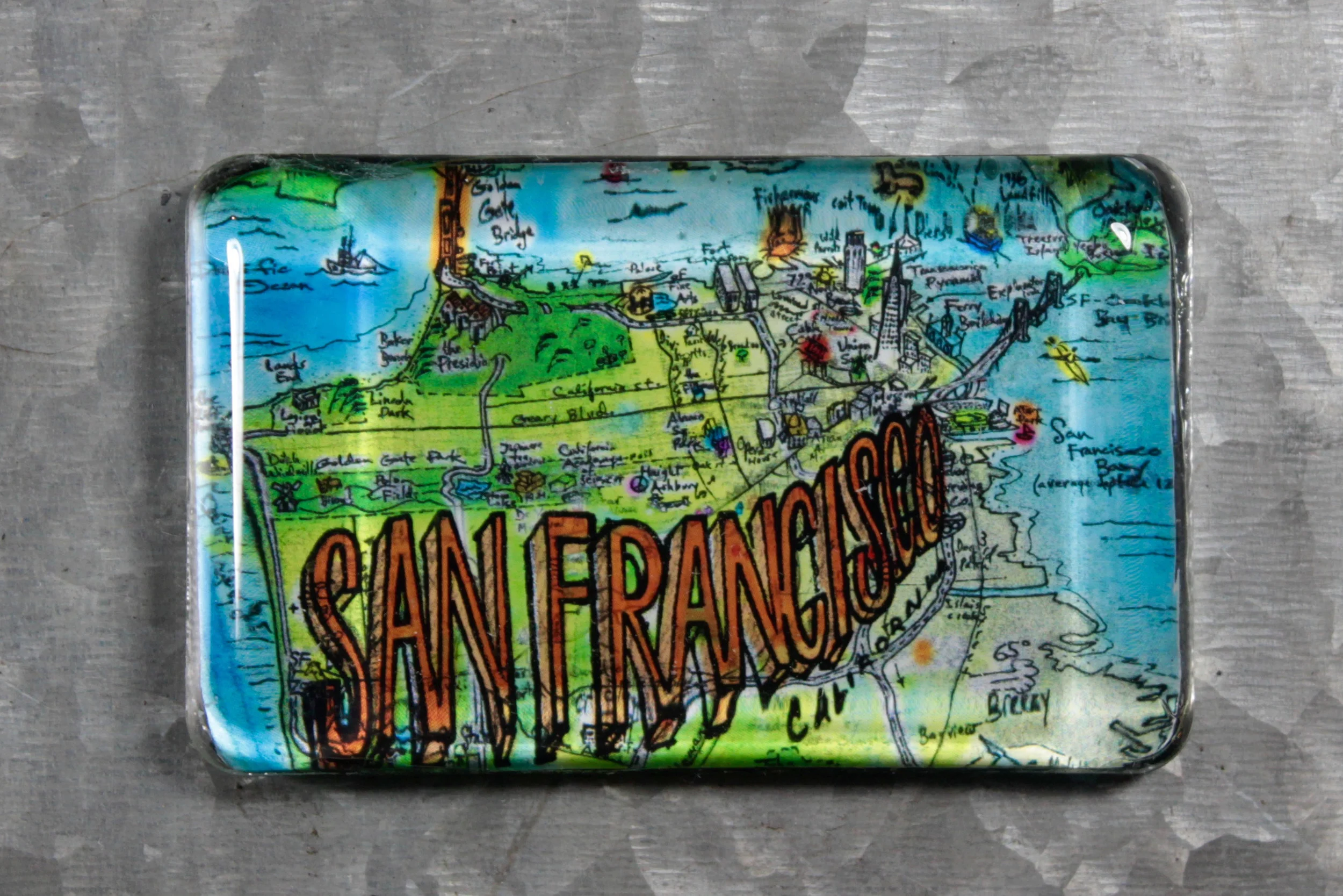 San Francisco Glass Magnet map of San Francisco handmade San Francisco Art by Alden Olmsted SFmap map of SF