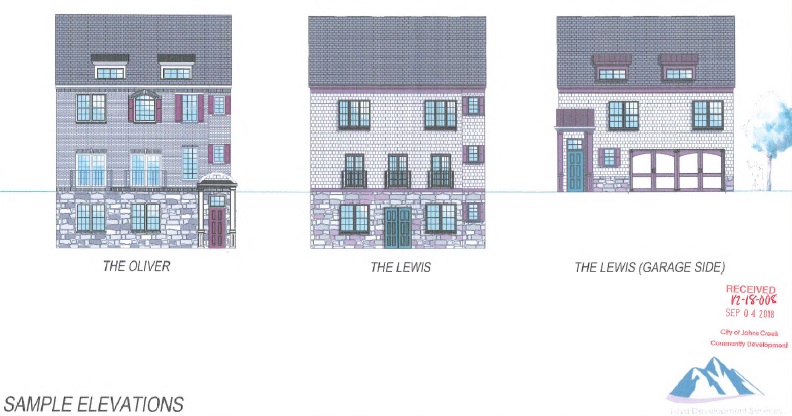 Elevations of homes in proposed development