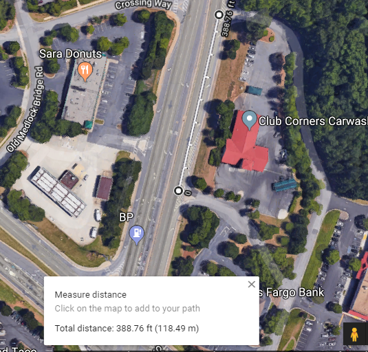 Less than 400’ separate two driveways that provide access to local businesses
