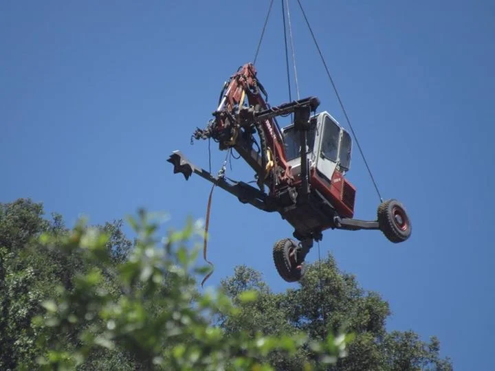 2017 Rockfall Mitigation Fremont California Flying in The Excavator for Alameda County CA