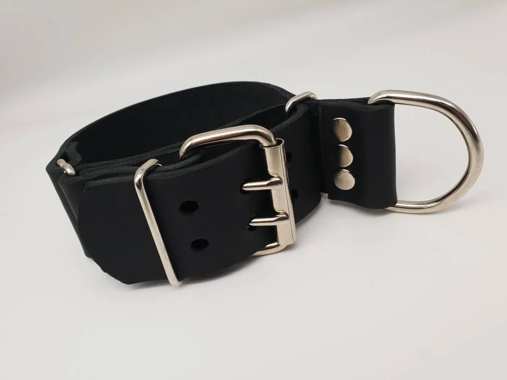 Leather Choking / Asphyxiation Training Collar - Handmade Bondage Gear 