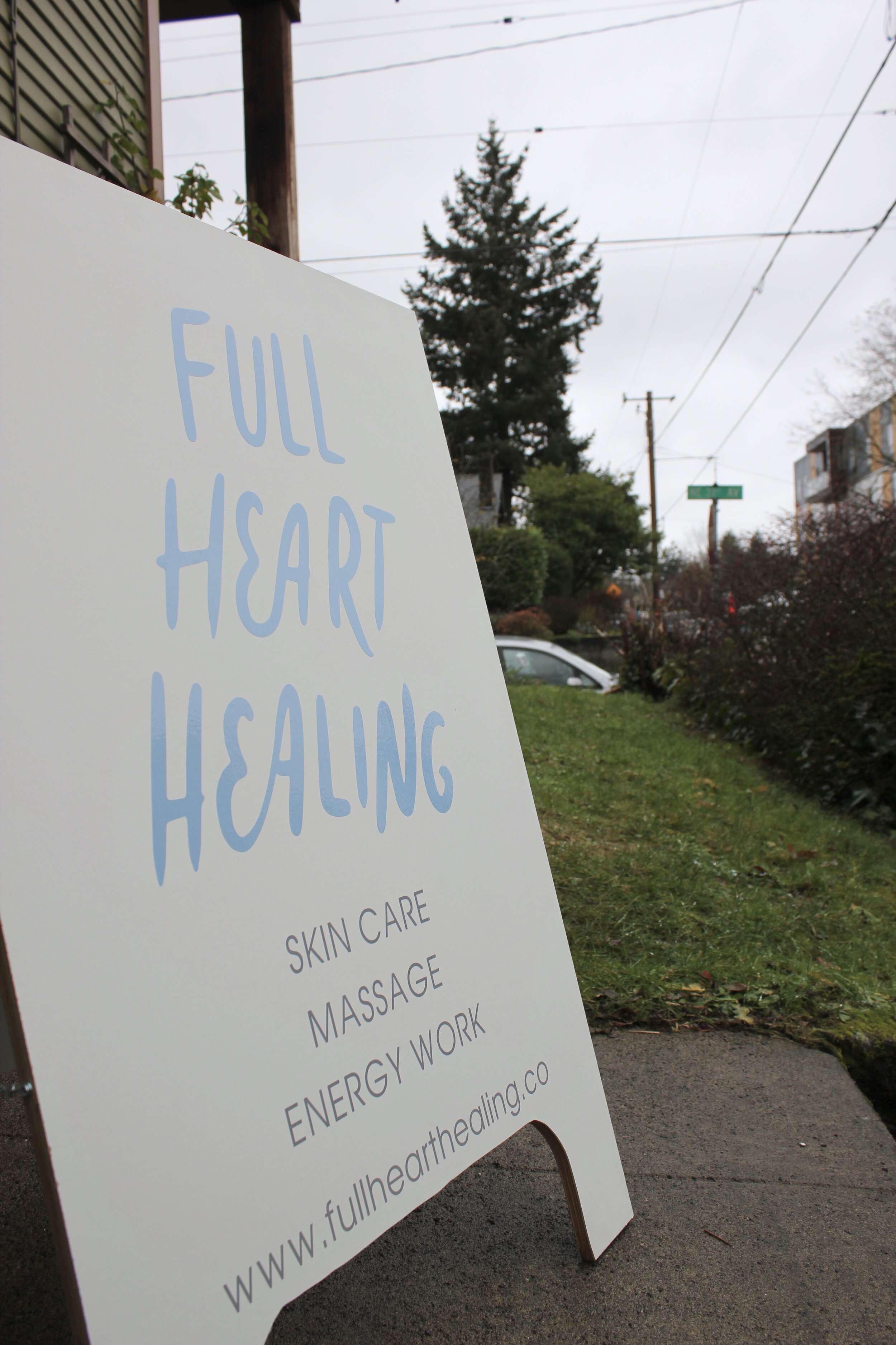  This cutie A-frame points you toward the backyard where the private Full Heart Healing studio is located. 