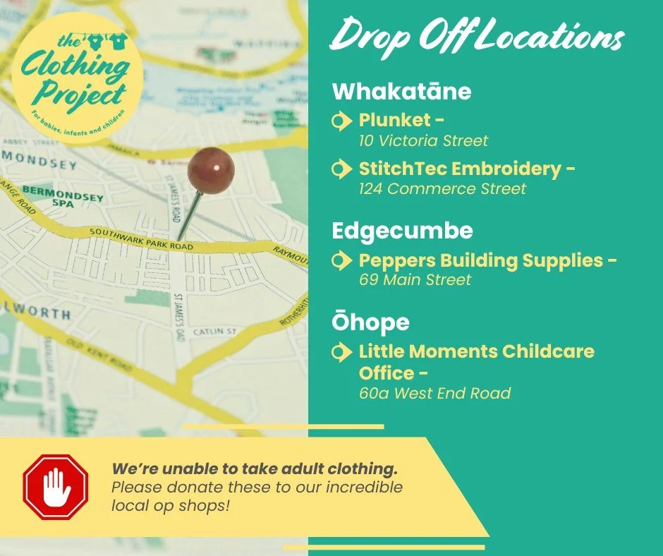 π Donation Drop-Off Reminder! π
Got some great quality kids’ clothing to donate? Here’s where you can drop them off β¬οΈ
π WhakatΔne:
 π Plunket – Victoria Street
 π StitchTec Embroidery – Commerce Street
π Edgecumbe:
 π