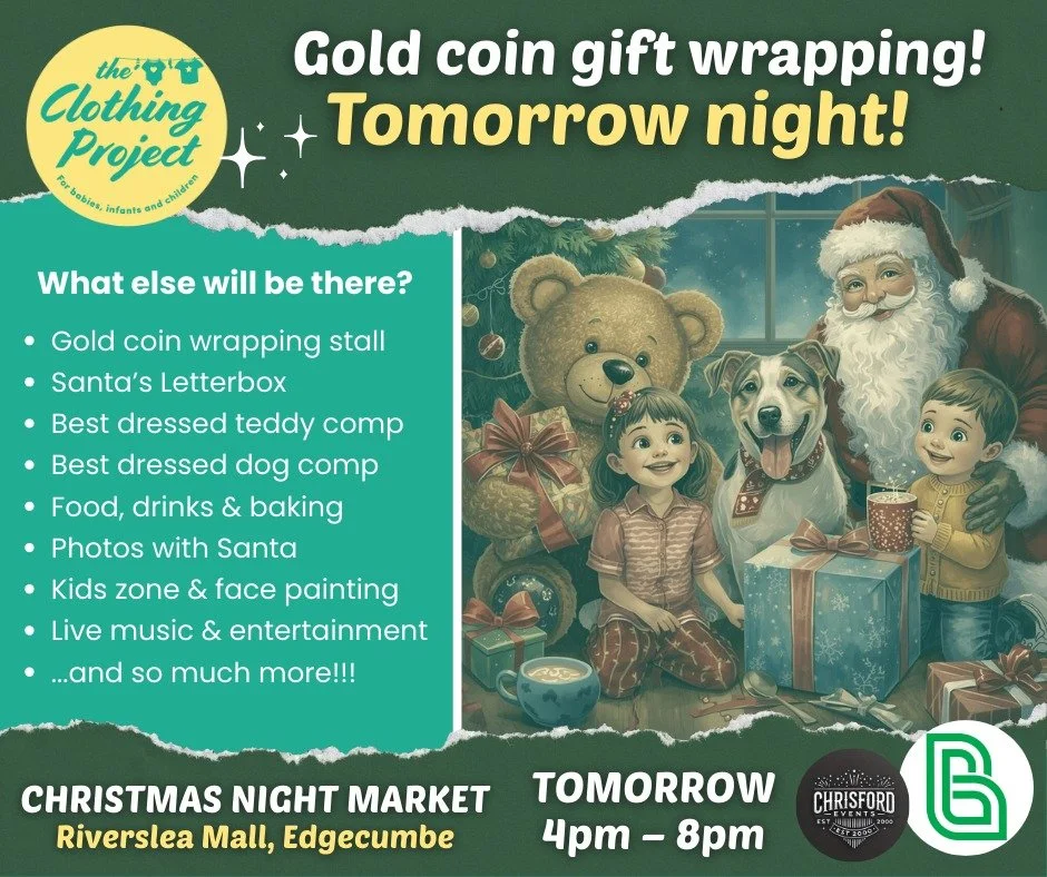 🎄✨ Tomorrow&rsquo;s the night everyone!! ✨🎄

We&rsquo;ll be at the Annual Christmas Night Market at Riverslea Mall in Edgecumbe, tomorrow from 4pm&ndash;8pm &mdash; and if you&rsquo;ve got gifts that still need wrapping, we&rsquo;ve got you covered