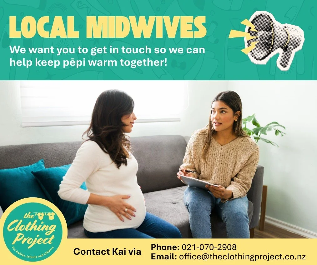 We&rsquo;d love your help connecting with more local midwives 💛

At The Clothing Project, we work to make sure pēpi across the Eastern Bay have access to clean, warm, good quality clothing and essentials &mdash; and we know midwives are often some o