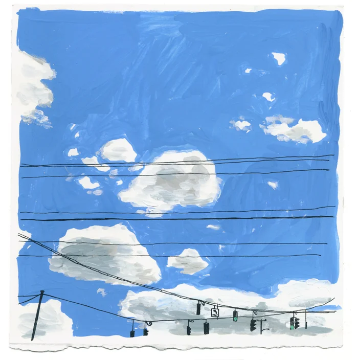 Drawn on August 13, 2017, at precisely 12:00 pm Eastern Standard Time, along the highway in upstate New York as part of Women Who Draw's One Sky project. 