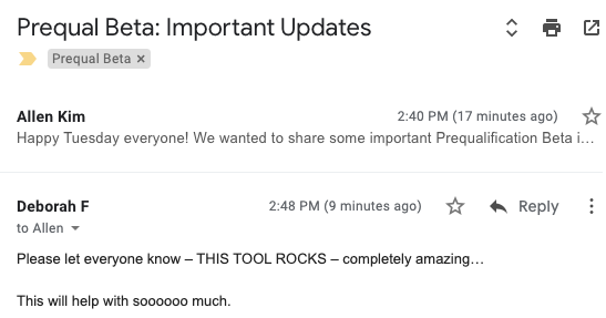 Client feedback during the beta trial