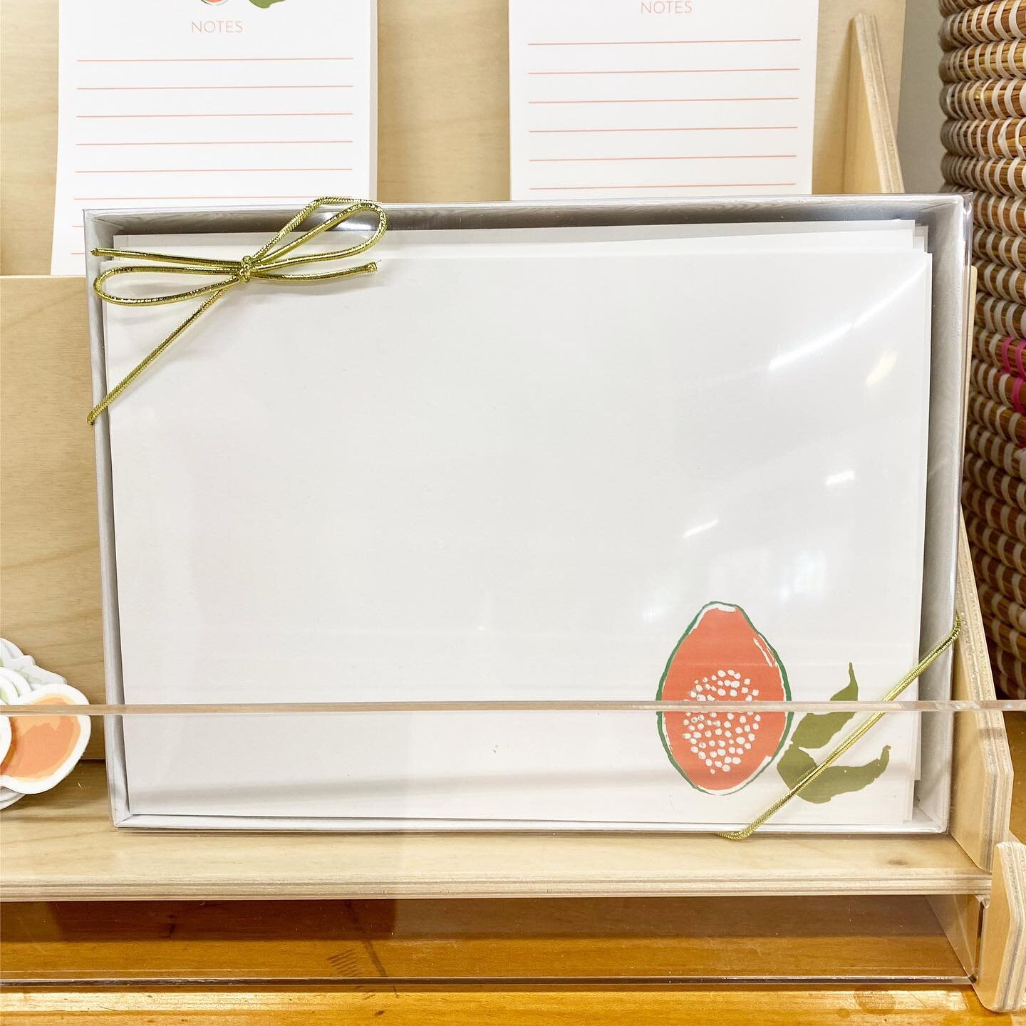 Need to send some thank you notes? These cute papaya note card sets are handy to have. I use them when I don&rsquo;t have an appropriate card on hand or want to write a few extra lines. Pick some up at the shop in Lander. We are open in April and May