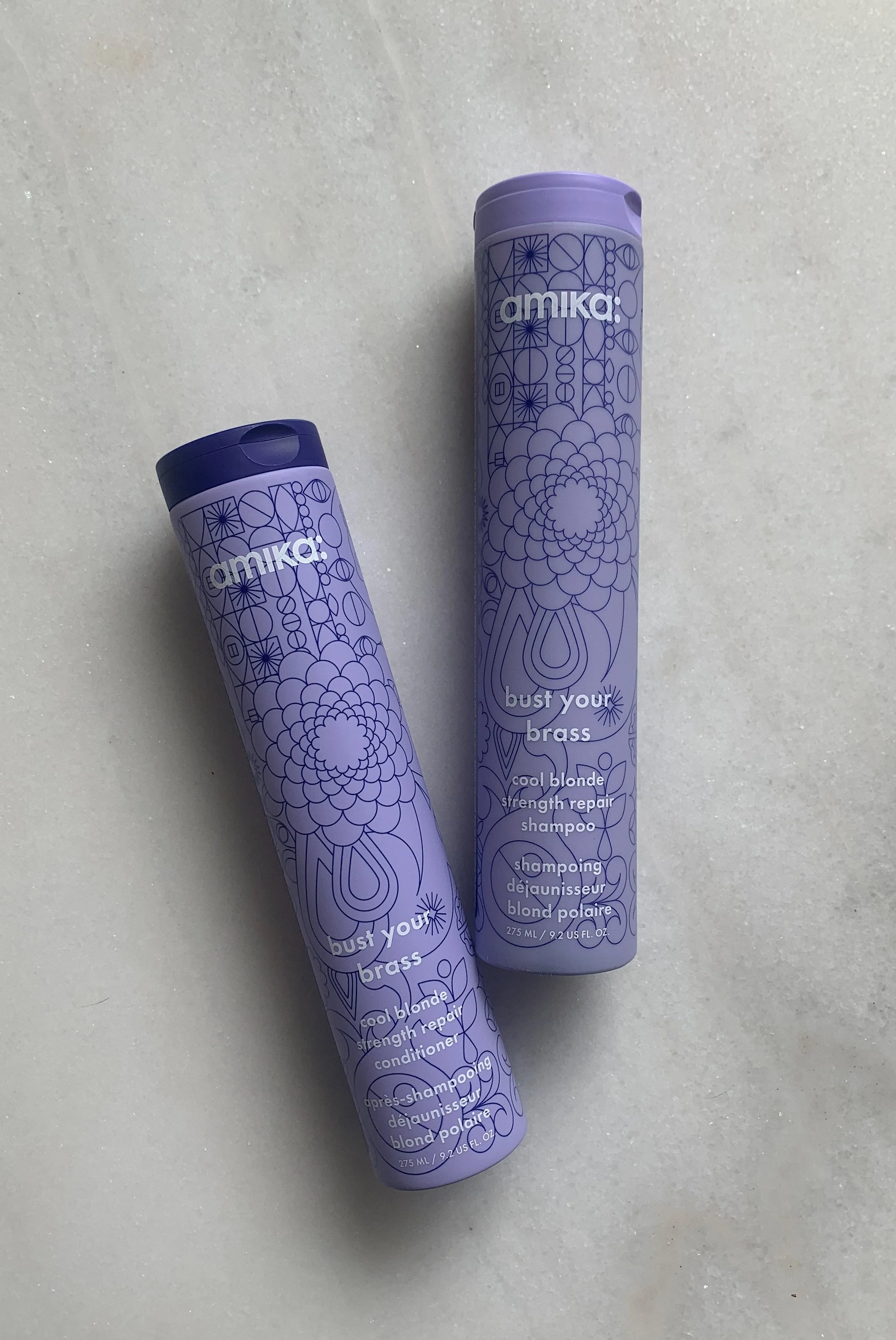 Amika Bust Your Brass Shampoo vs Conditioner