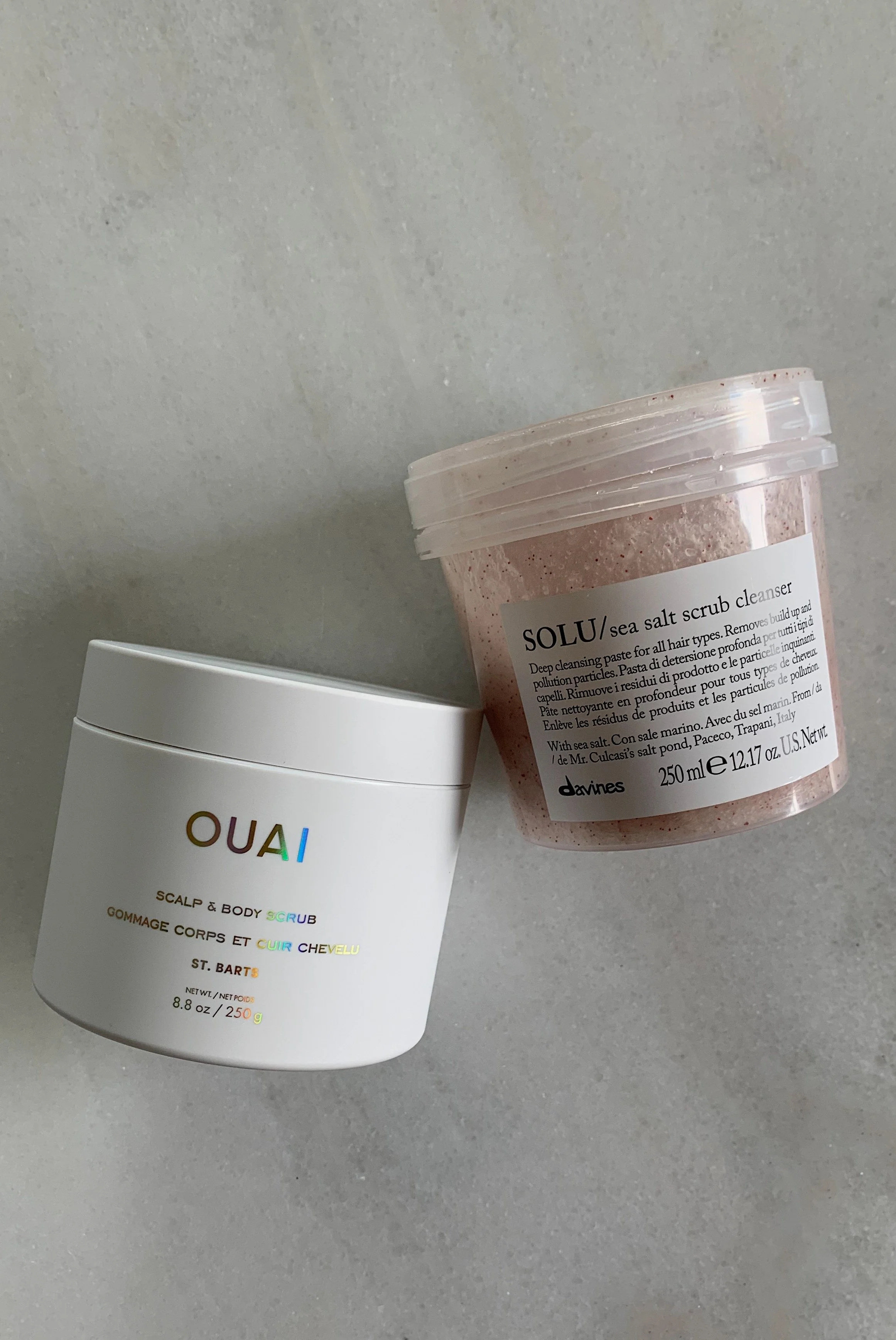 Davines Solu Sea Salt Scrub vs Ouai Scalp and Body Scrub