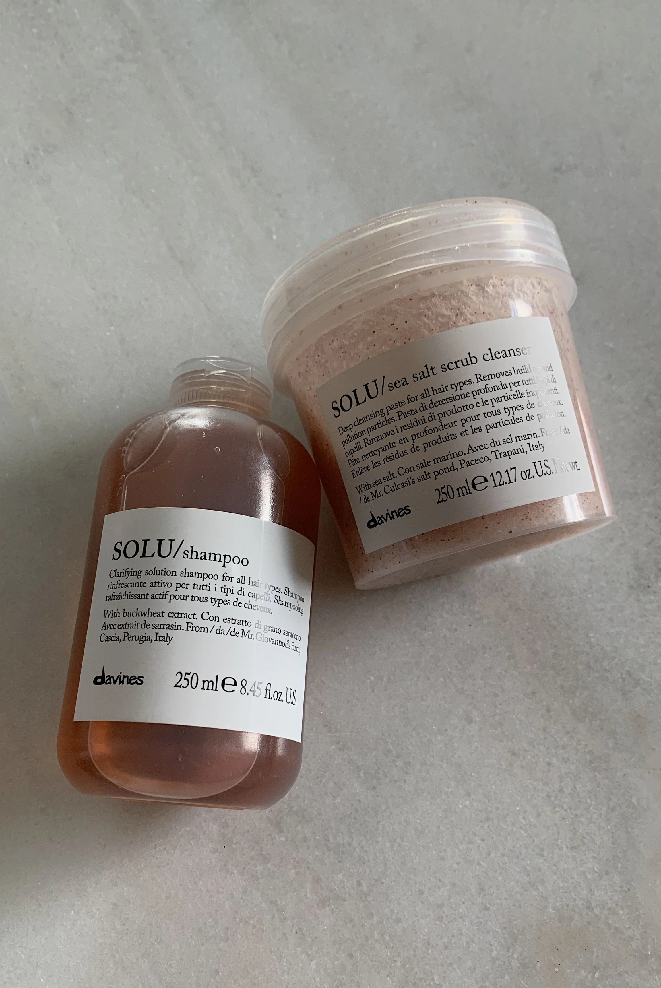 Davines Solu Shampoo vs Solu Sea Salt Scrub