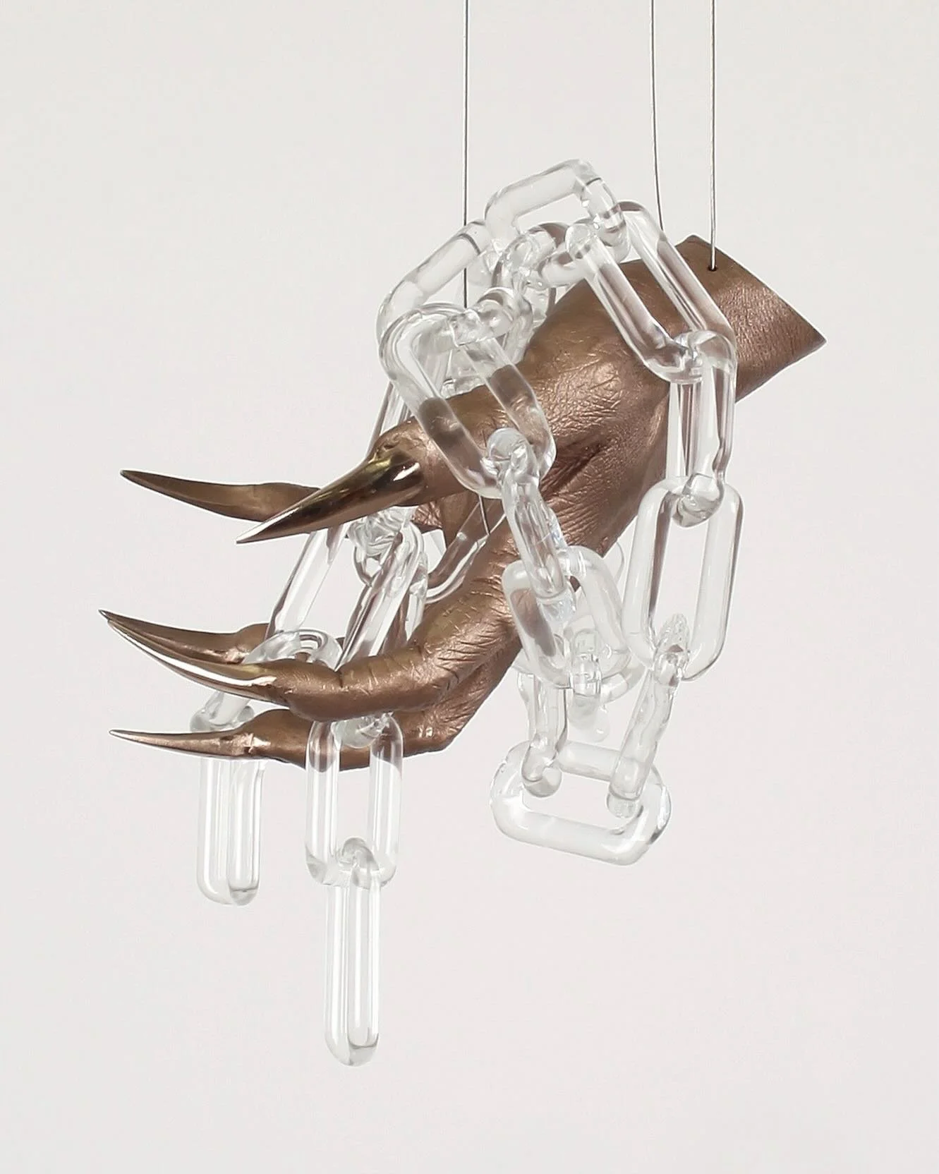 Alchemy is reclaiming power shaped by oppression, and transmuting it into energy that is safe, consensual, and deeply healing.

⛓️&zwj;💥🖤⛓️&zwj;💥

Heavy Leather
6 June - 4 July
@syrup.contemporary 

Image:
Sex Magic
Bronze, hand-made glass chain, 