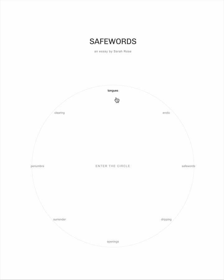 Safewords, a new essay by @sarahrosecurator commissioned by @syrup.contemporary, is now available to read on my website.

Within Sarah&rsquo;s essay, tongues turn erotic, dripping finds openings, safewords invite surrender, and penumbra orbits a clea