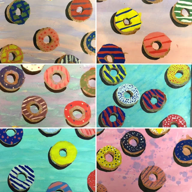 Fifth grade donut paintings