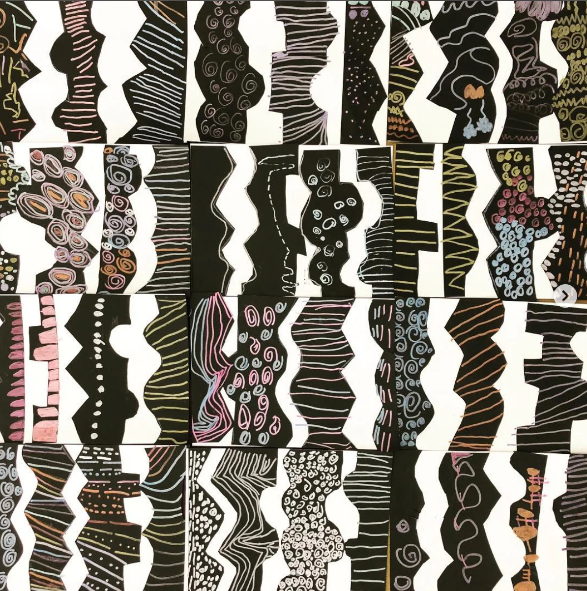 Kindergarten line collage project