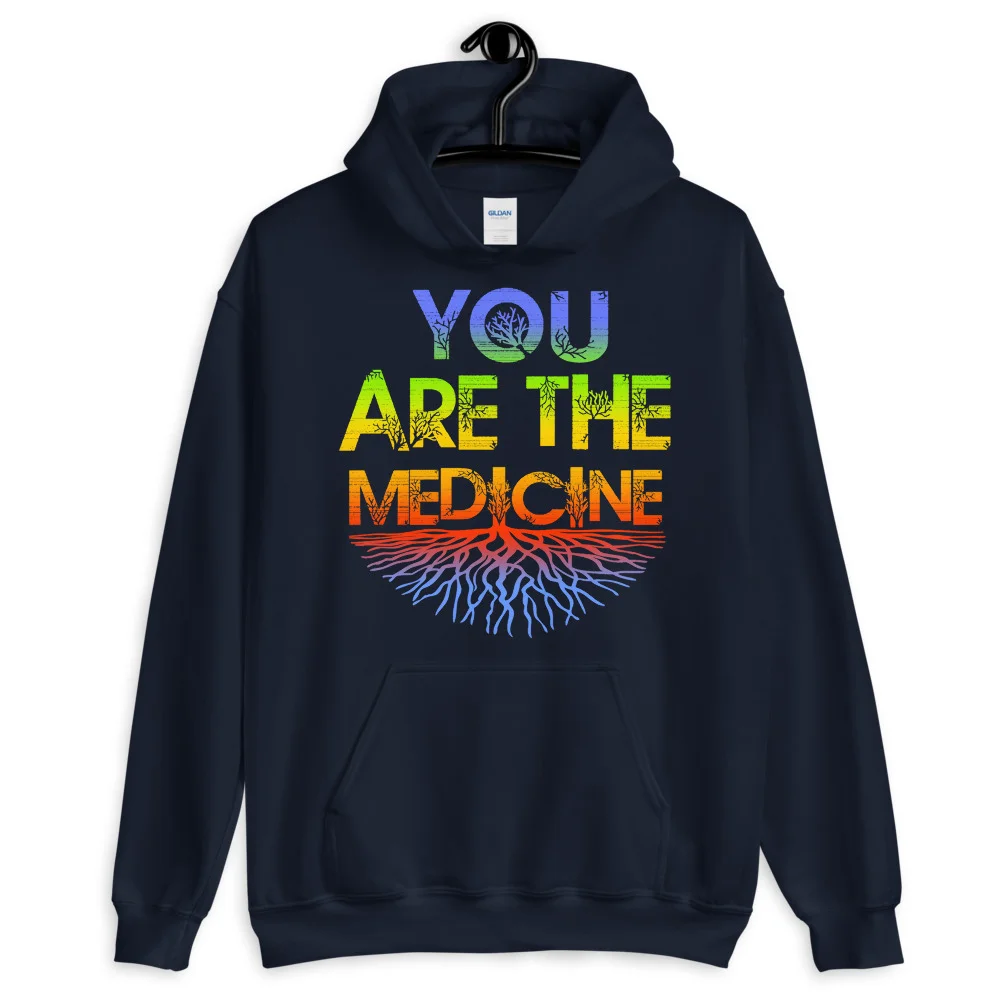 'You Are The Medicine' Rainbow Hoodie (Navy)