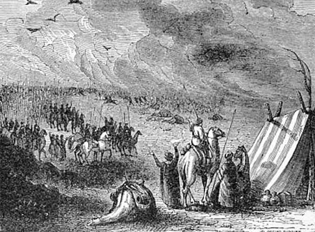 ARTIST DEPICTION OF THE ARMY BEING SWALLOWED UP IN THE SANDS OF THE SAHARA