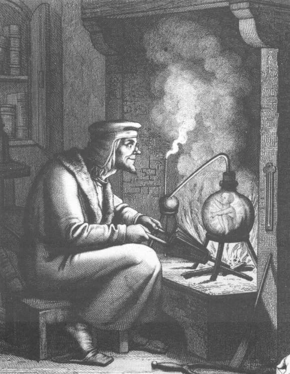 THE ALCHEMIST AT WORK CREATING A HOMUNCULUS