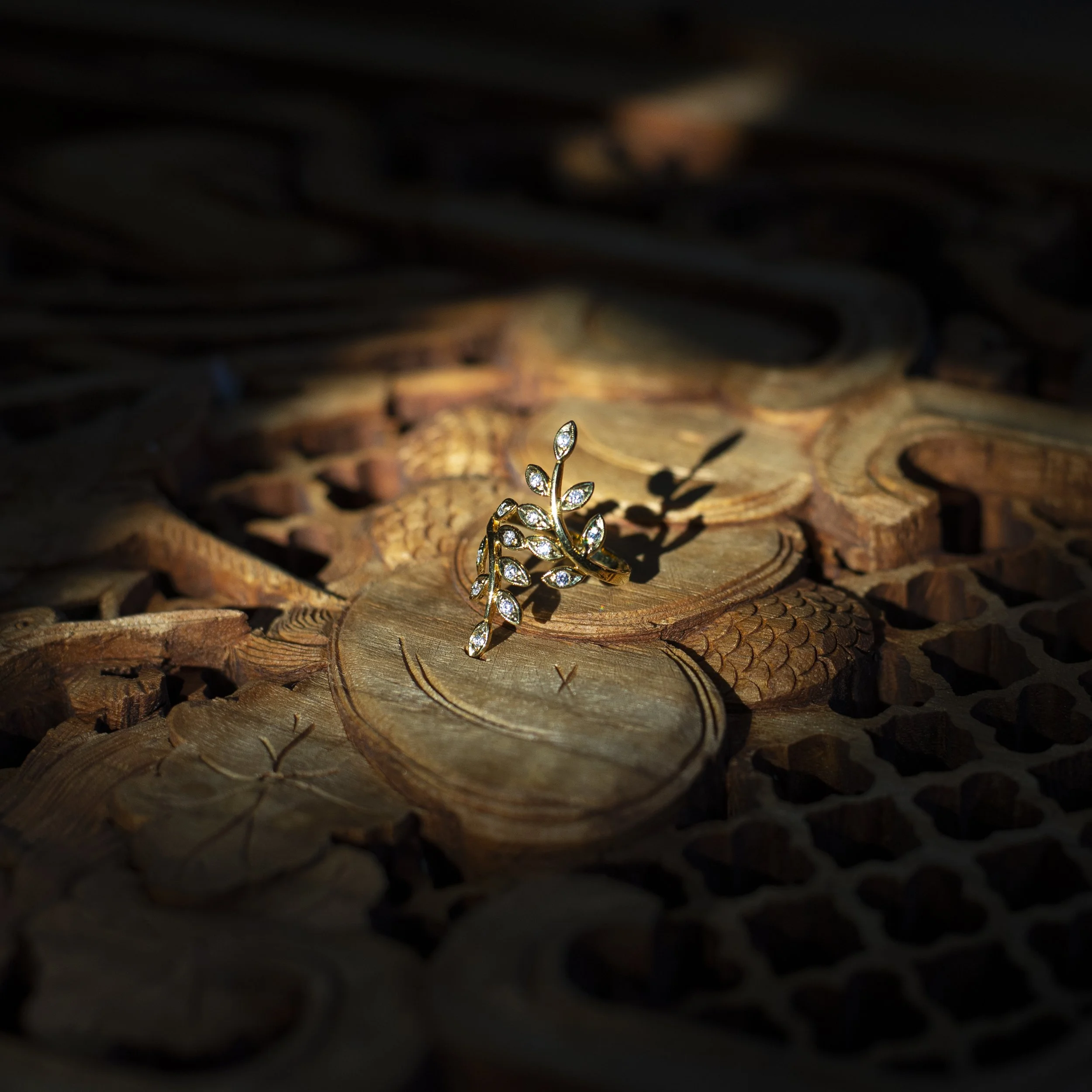 Olive Leaf Diamond Ring