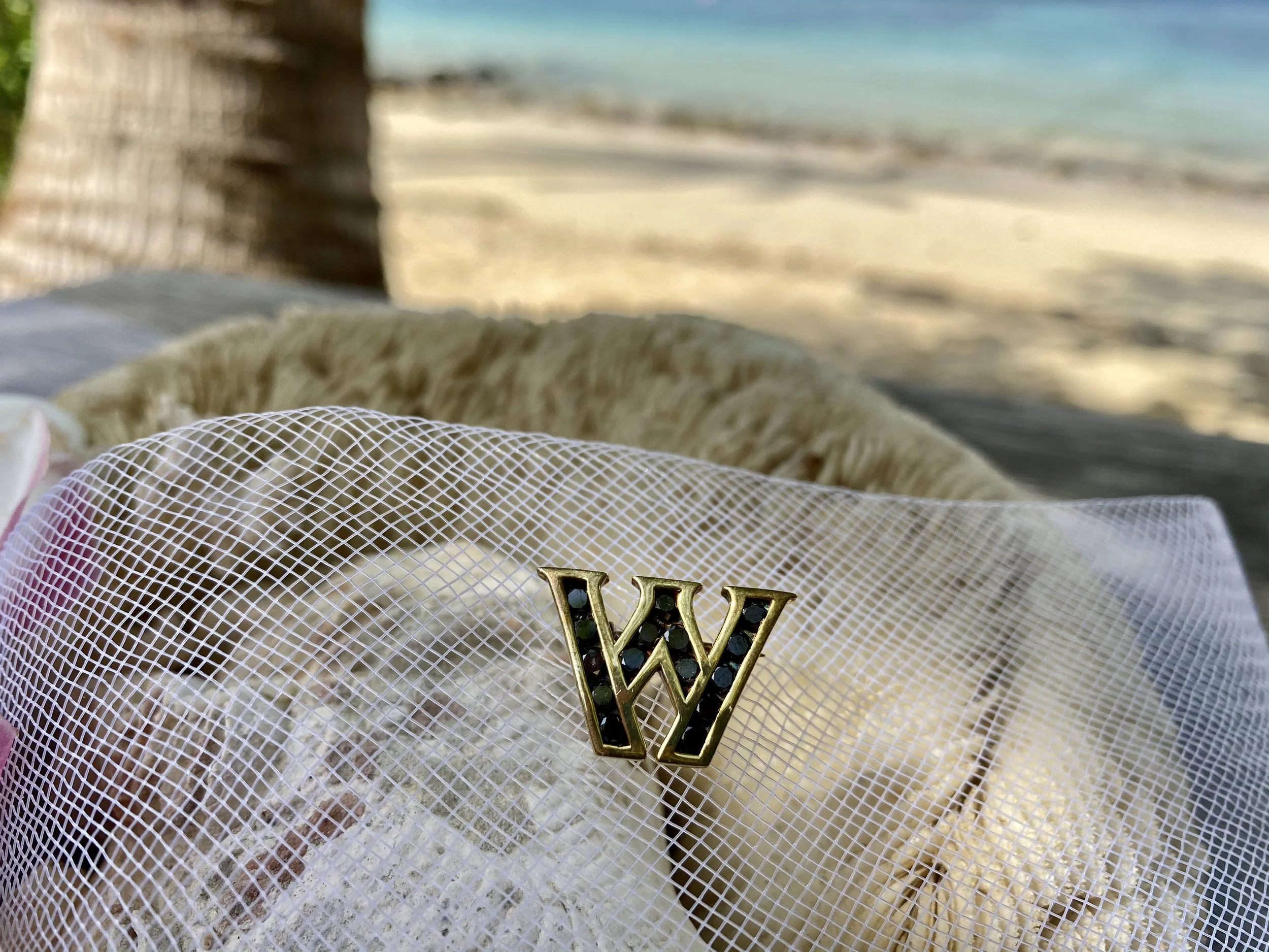 Black Diamond Alphabet Brooch