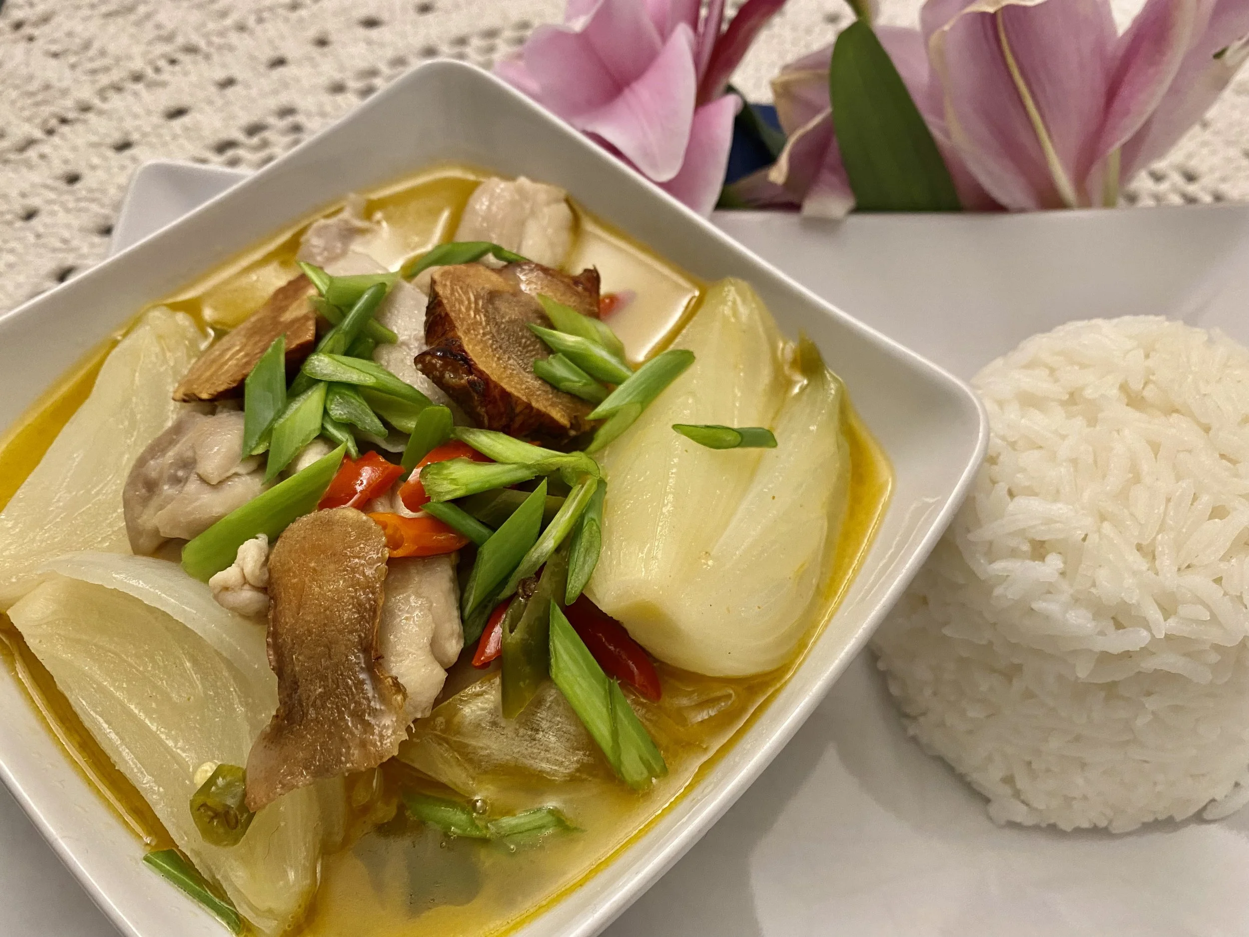 Tom Kha chicken soup w/ rice