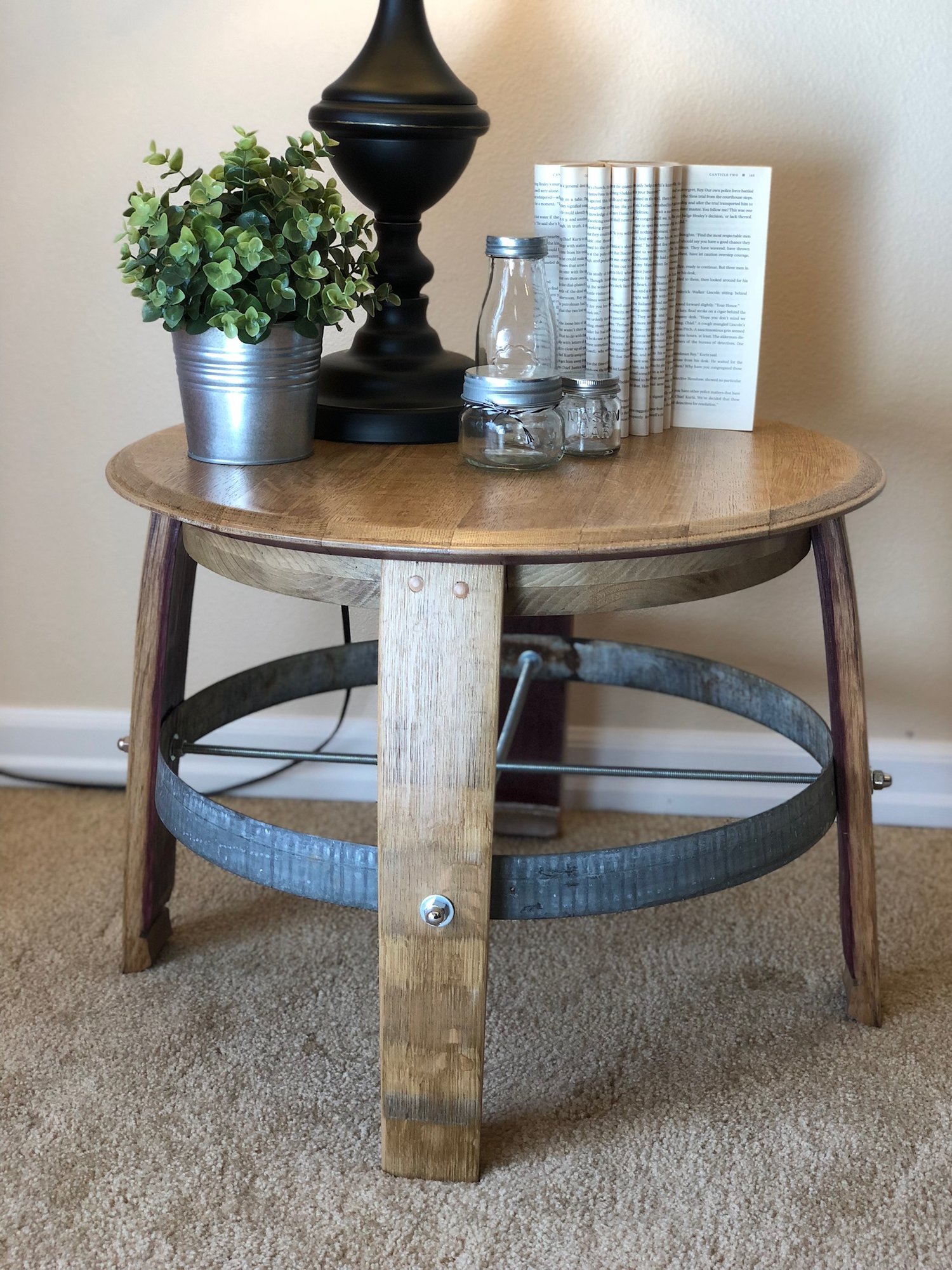 Wine Barrel Side Table Pine Twine Collective