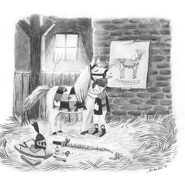You don&rsquo;t need all that fancy stuff to be a noble steed and its bravest knight 🐎⚔️
.
Welcome to monochrome month. A wonderful challenge by @saoirselouscribbles and @ruthhammondillustration !
It really is challenging to just work with one color