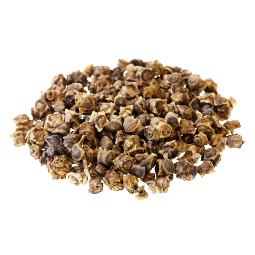Heap of dried black and white peppercorns.
