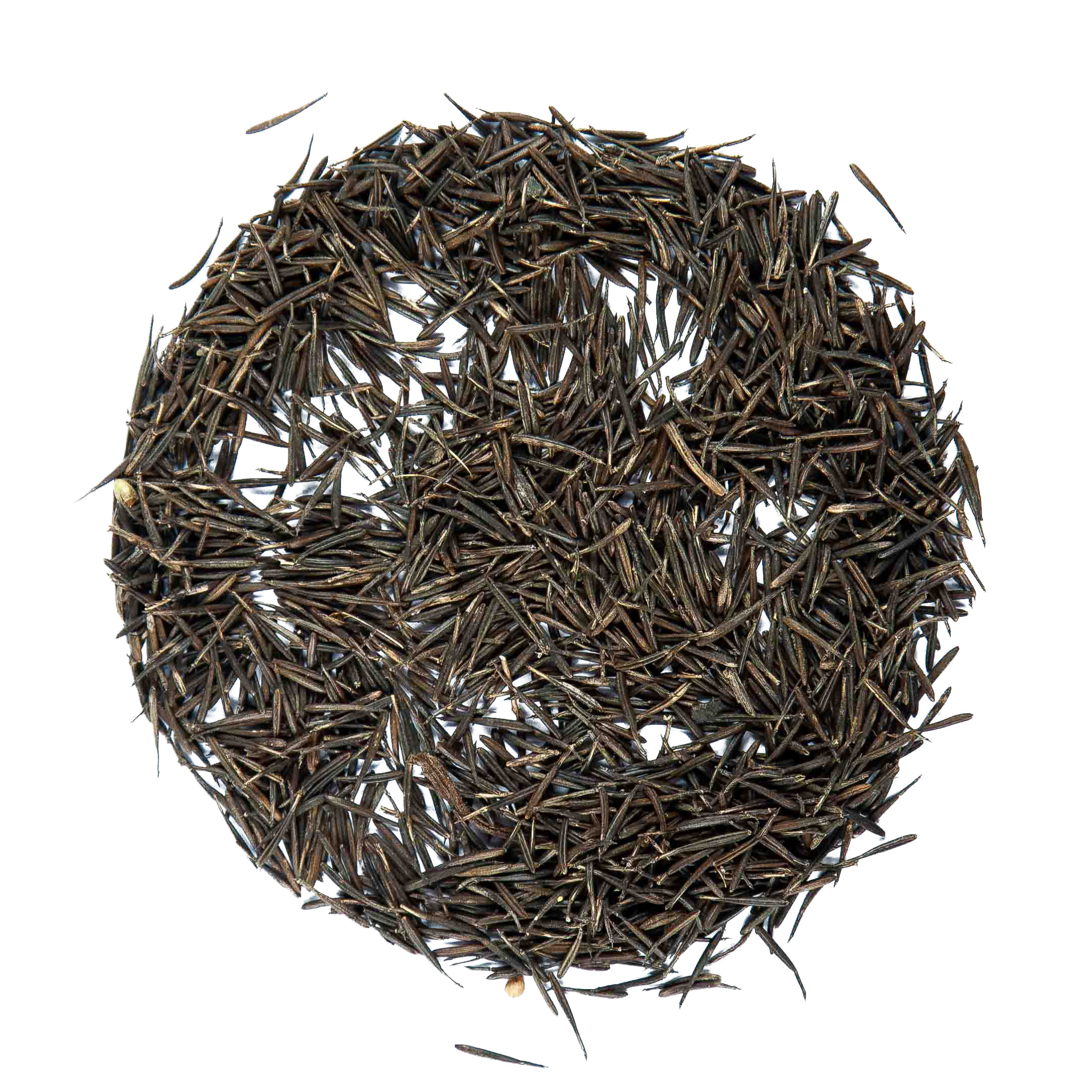 A circular arrangement of dried rosemary leaves.