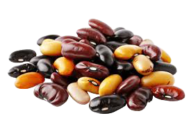 Assorted jelly beans in various colors including black, yellow, and brown.