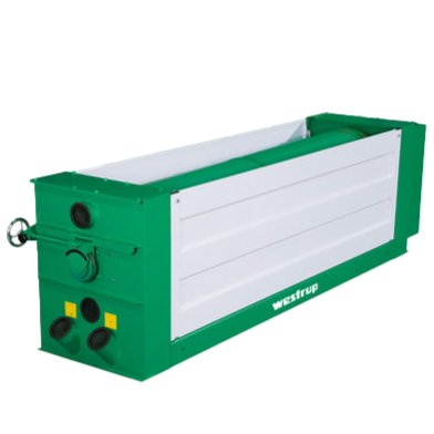 Очиститель семян Green Westrup с различными регуляторами и разъемами, используемый в сельском хозяйстве.