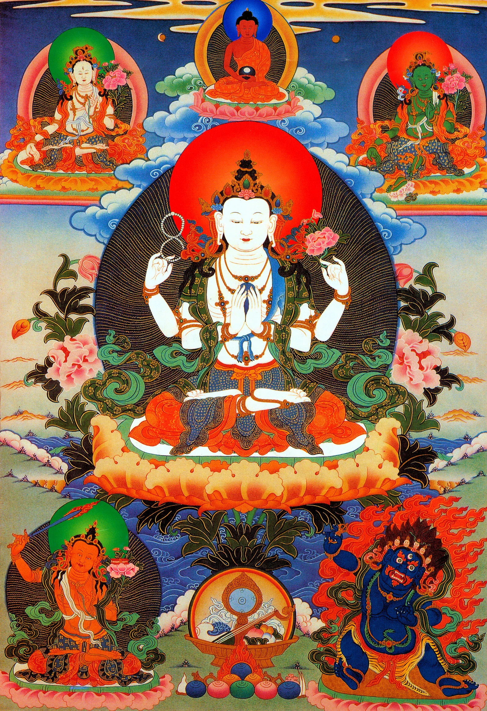 Chexrezig Four-armed Chenrezig — Dechen Choekhor Mahavihara