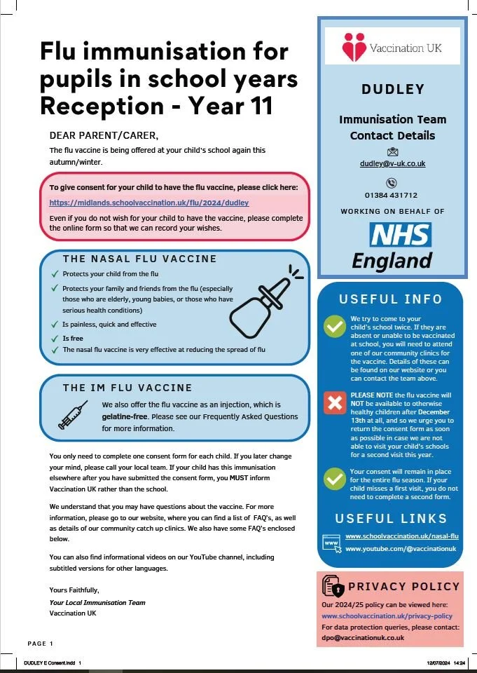 Flu immunisations - all yeargroups