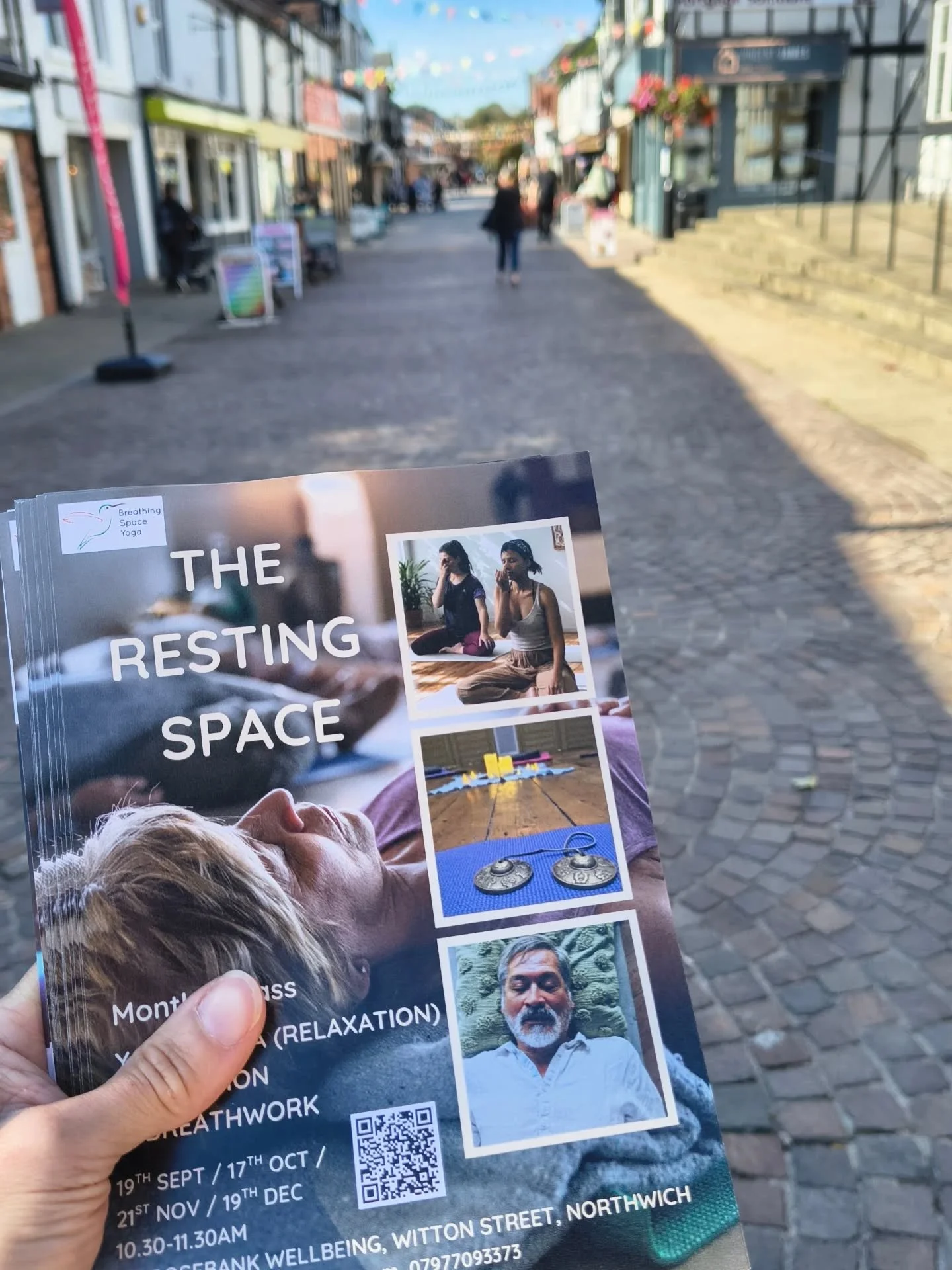 👀 Spot my flyers for my Relaxation Yoga Classes in Northwich...

A lovely sunny morning yesterday on Northwich High Street, dropping into businesses to share info about  my new monthly Resting Space relaxation class at Rosebank Wellbeing above @rose