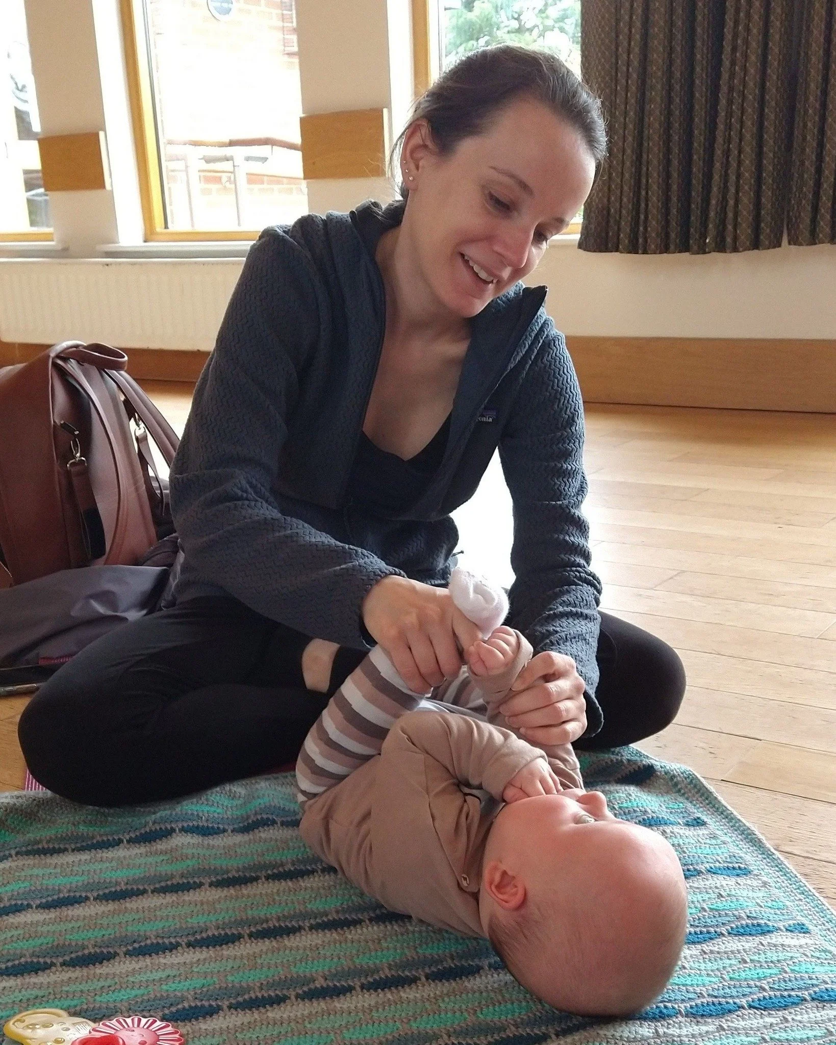 Enjoy Mum and Baby Yoga in Northwich with your little one. Baby yoga movements work alongside each baby's natural development and support bonding with their parents, digestion and sleep.

As a pre and postnatal yoga teacher I am passionate that women