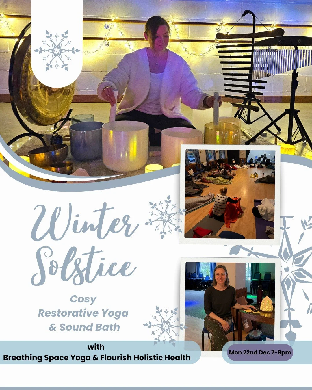 💫Winter Solstice Celebration &ndash; Restorative Yoga and Sound Bath Experience
Mon 22nd December
7-9pm Lach Dennis Village Hall, Northwich
&pound;22 Includes tea and treats
Book at link in bio:  https://breathingspaceyoga.punchpass.com/classes/1873