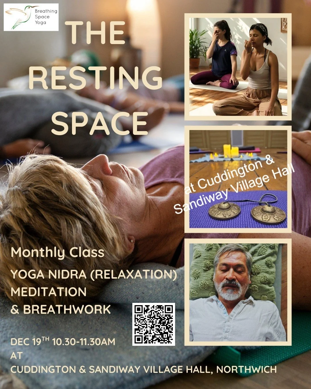 😴 The Resting Space &ndash; Cuddington &amp; Sandiway Village Hall Fri 19th Dec 10.30am

Gift yourself an hour of calm before Christmas week...

The Resting Space is a sanctuary where your body unwinds, your mind quiets, and your whole being is nour