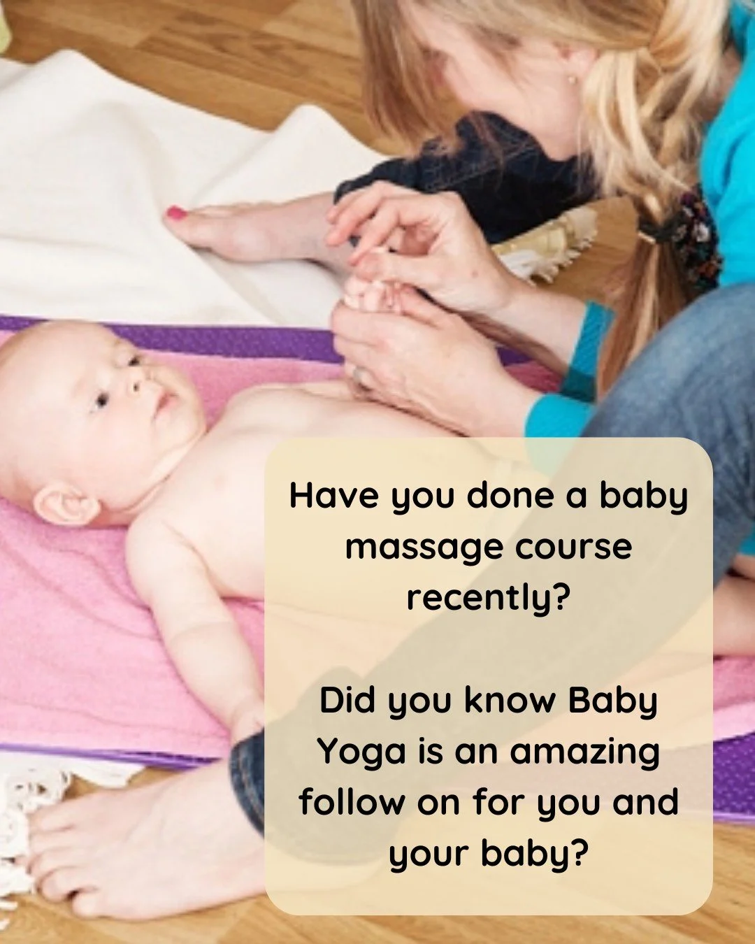 Have you done baby massage recently? Did you know Baby Yoga is an amazing follow on for you and your baby?

Are you a new parent (or new caregiver) looking for a gentle, calming way to connect with your little one and support both your wellbeing and 