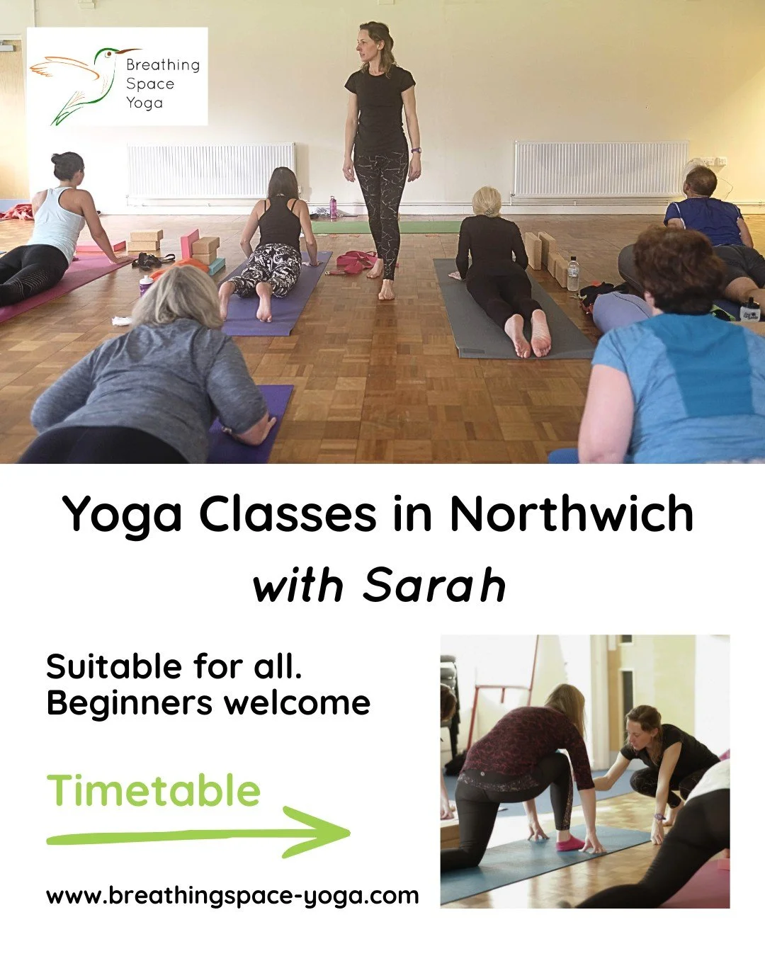 Want to try Yoga? 

It&rsquo;s not too late to join us this term for a hatha yoga class in Northwich.  You can join us anytime. Try out a class or two, if you enjoy it there are block booking and membership options which reduce the price and help you