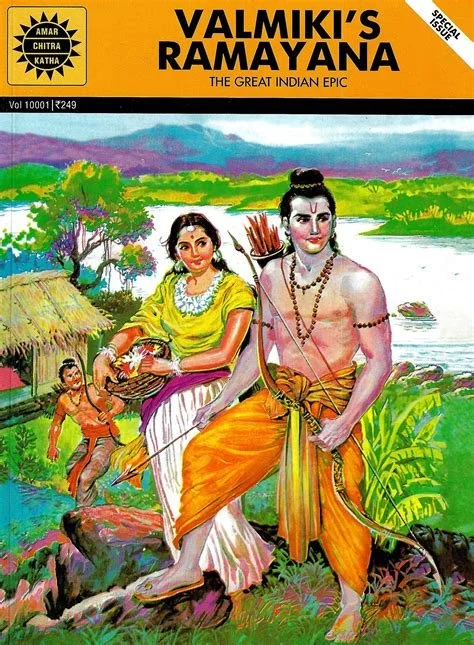 Amar Chitra Katha Valmiki's Ramayana: The Great Indian Epic.  A summary of the Ramayana by Breathing Space Yoga Northwich