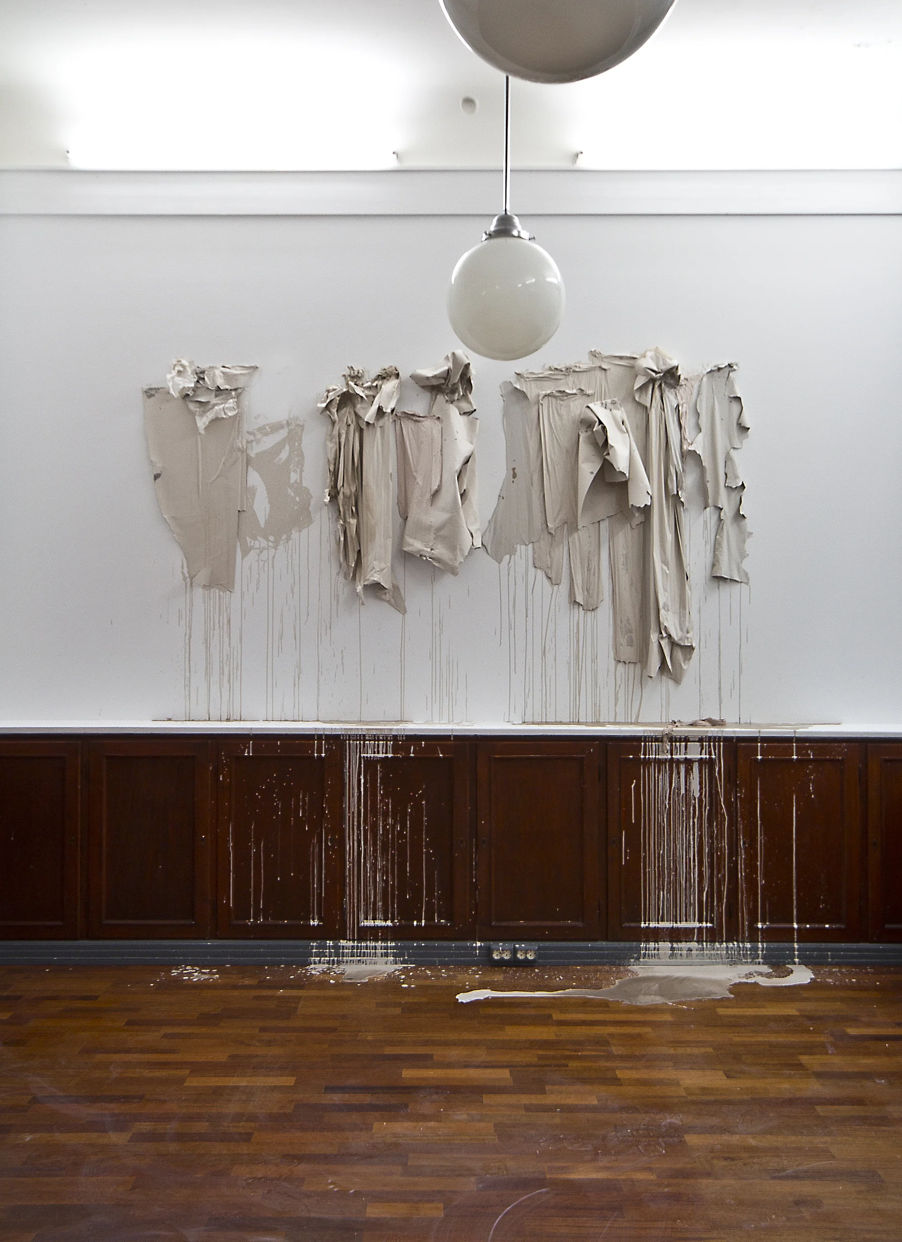   Love and Intentions and Being Left in Dreary Places.  2012. Clay, cardboard, paper, stains, colour powder.   Artendal, Arendal 