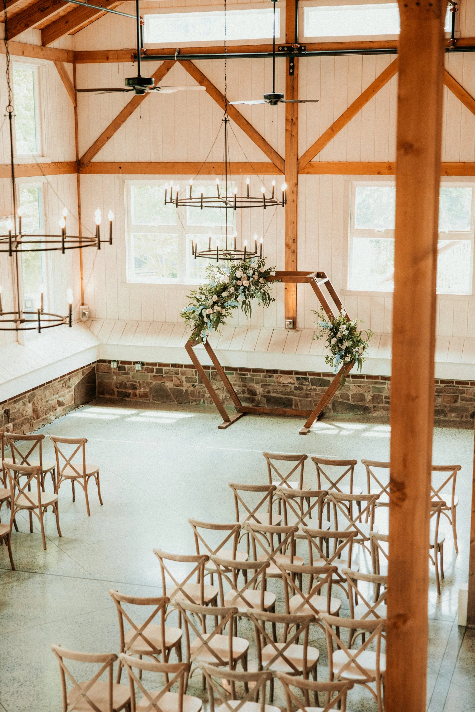 Ceremony setup at The Pavilion at The Tannery Barn.