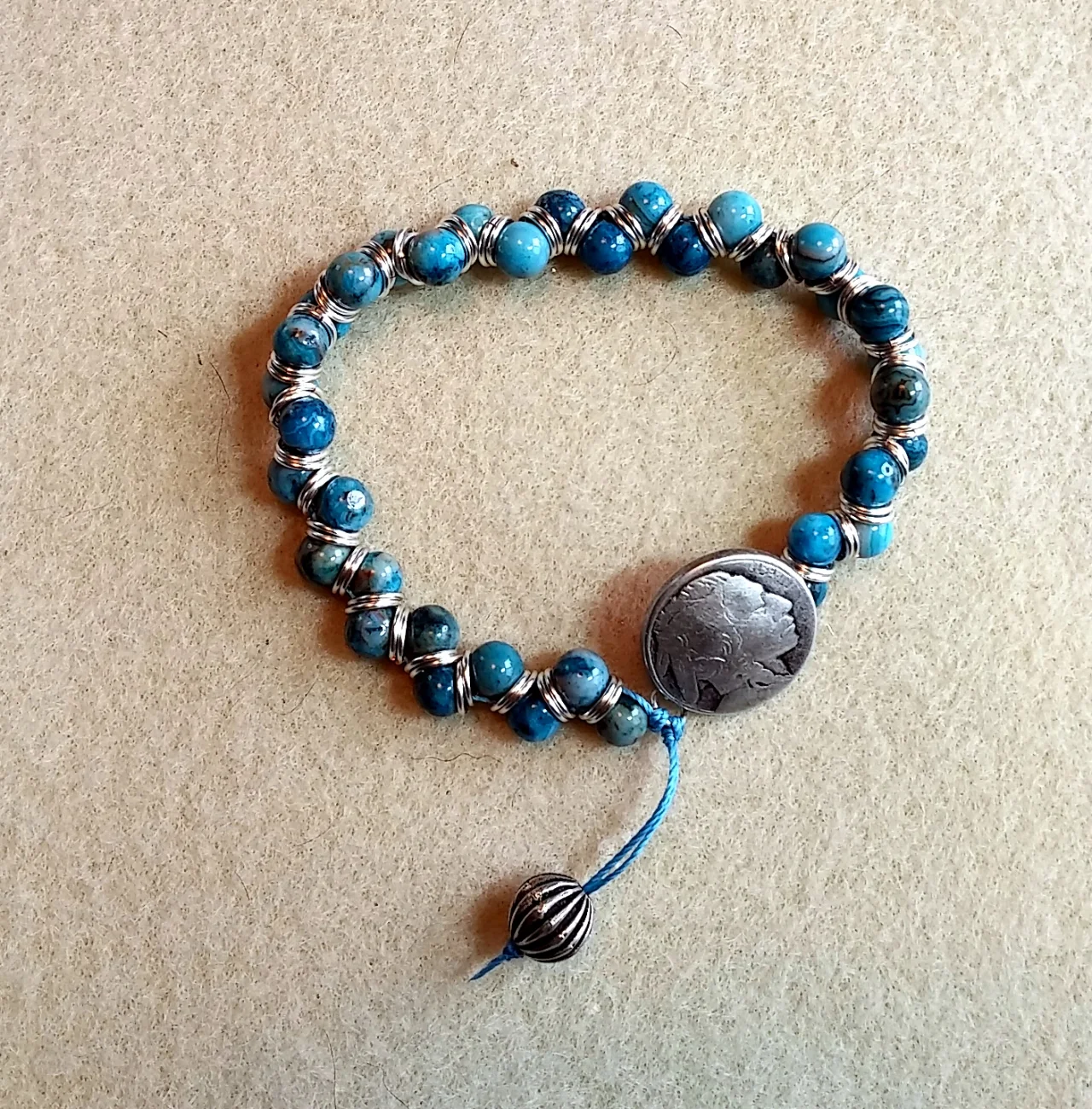 Goddess Bracelet with Blue Crazy Lace Agate