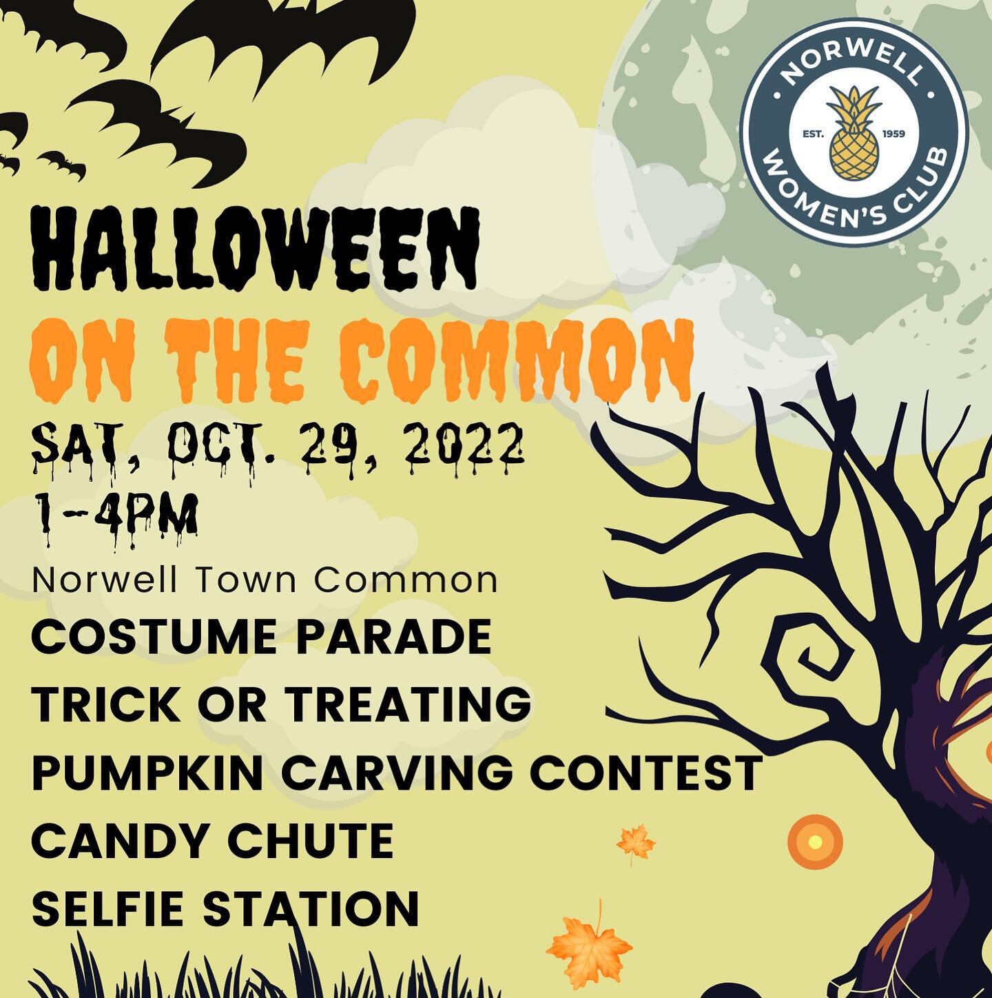 👻 TODAY!!! 🎃 
Saturday, Oct 29th, 1:00-4:00pm

The Norwell Women&rsquo;s club is so excited for you to come check out this FREE family event!

There&rsquo;s still time to decorate a pumpkin and enter the contest (please drop off all pumpkins 12-1)&