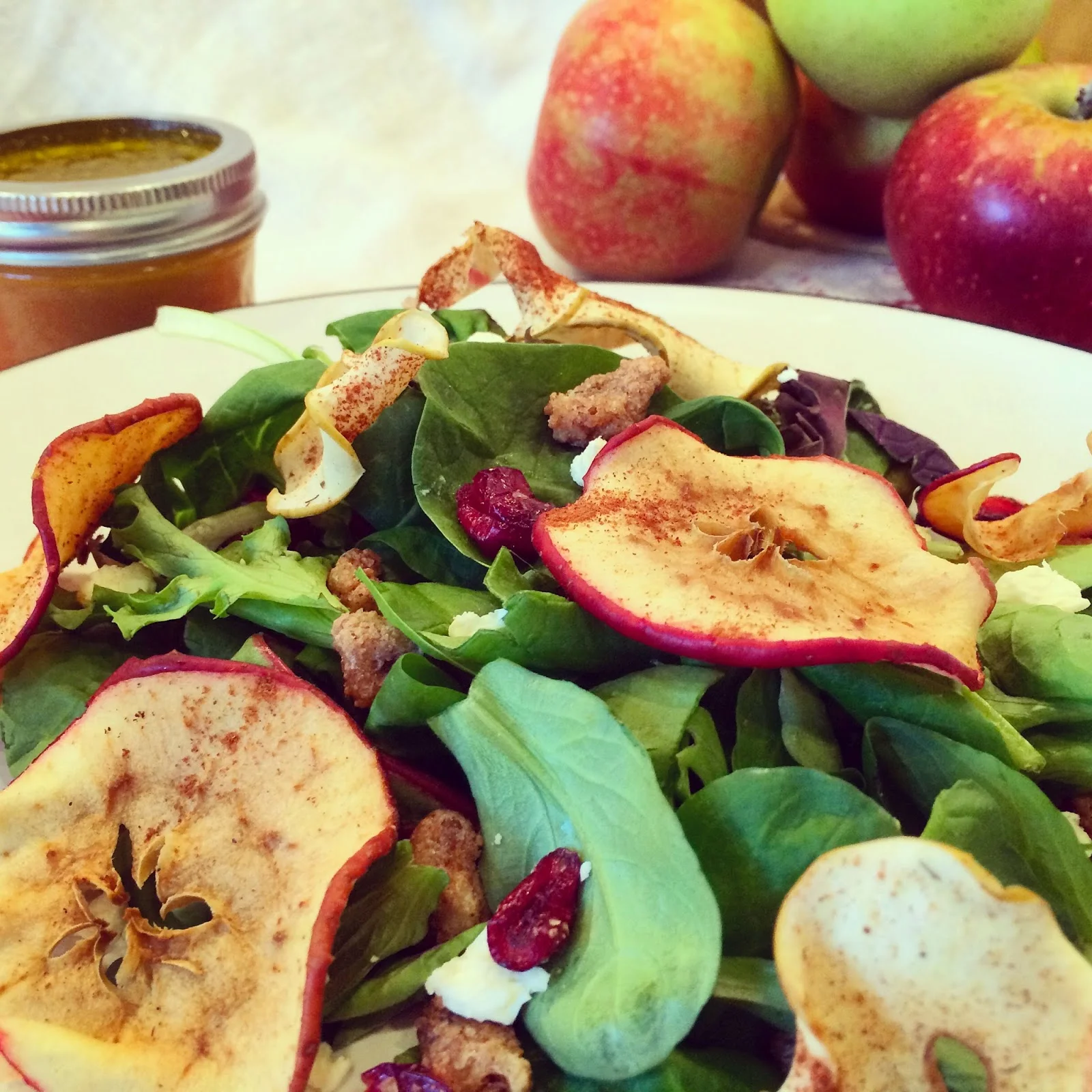 Fall Harvest Salad with Apple Chips and Apple Cider Vinaigrette